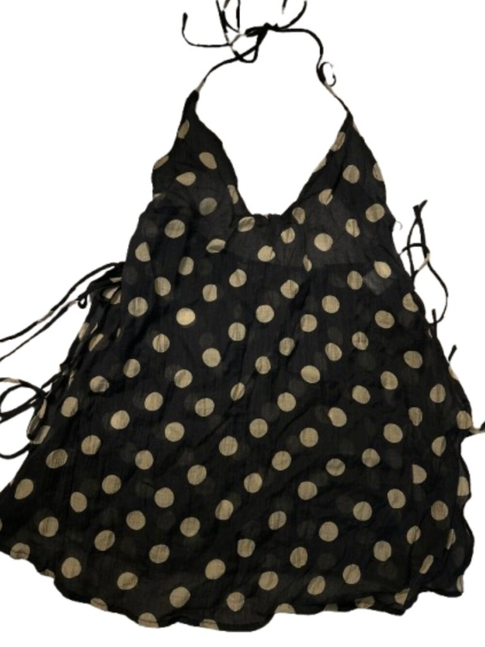 NEW 🥳 XL Black Women's Swim Beach Coverup Festival Boho EMERSON LANG Polka Dot